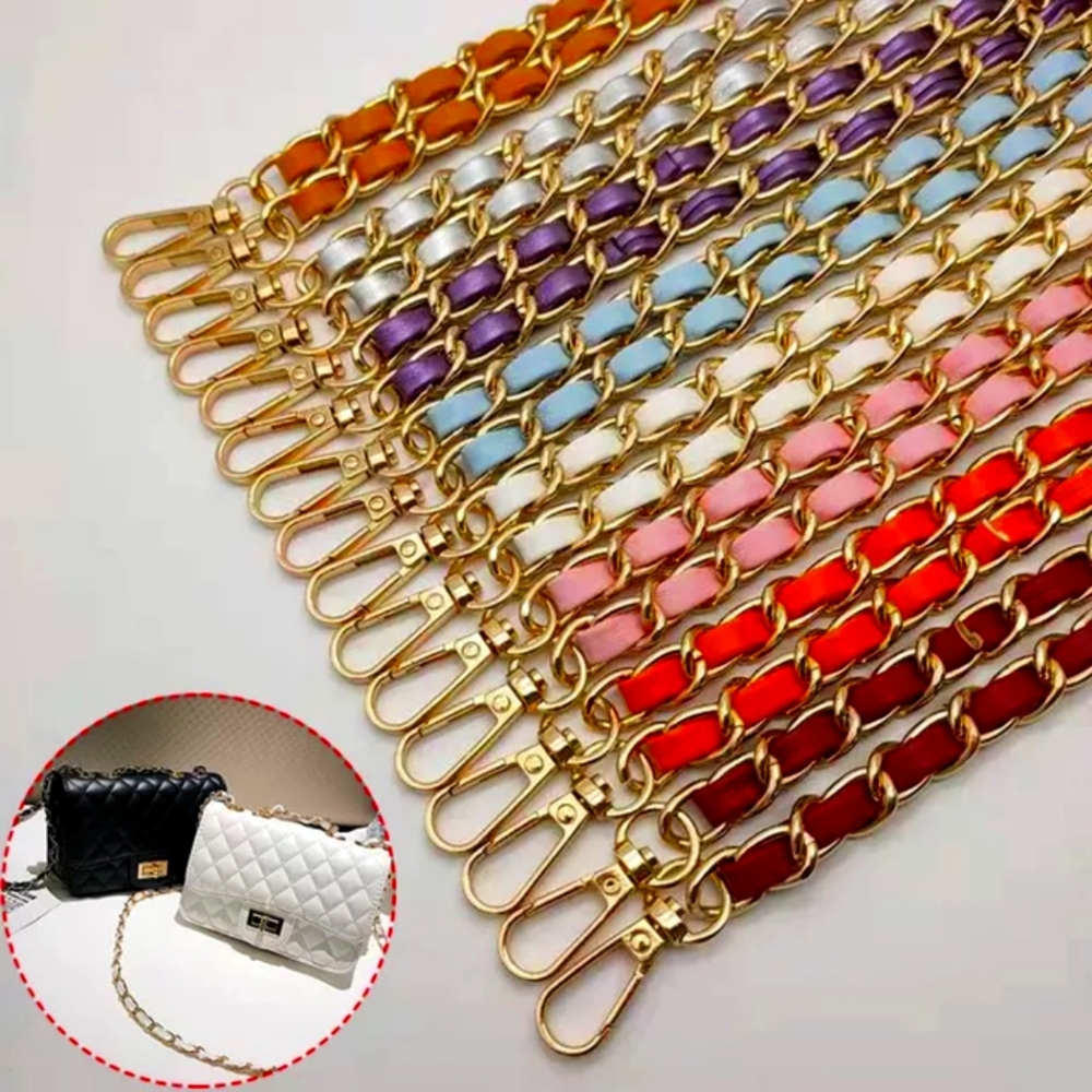 Crossbody replacement strap synthetic leather with aluminum gold chain